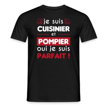 cadeau marrant cuisinier pompier cuisine - T-shirt homme - noir - Devant - AI Model Male 178 light (178cm)
