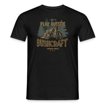 Bushcraft I need to play outside Outdoor Shelter - Men's T-Shirt - black - Front - AI Model Male 178 light (178cm)