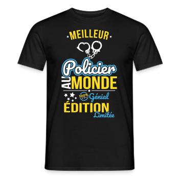 Best Policeman in the World - 100% Awesome - Men's T-Shirt - black - Front - AI Model Male 178 light (178cm)