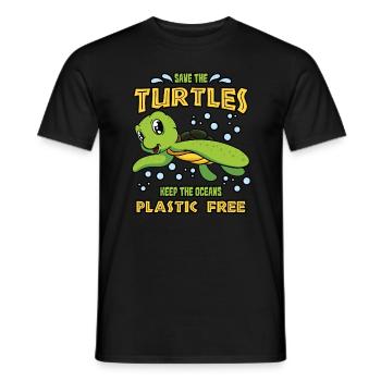 Save the turtles - Men's T-Shirt - black - Front - AI Model Male 178 light (178cm)