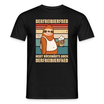 Faultier Spruch Bier Derfreibierfred Party Saufen - Männer T-Shirt - Schwarz - Vorne - AI Model Male 178 light (178cm)