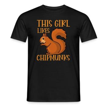Fille Aime Les Chipmunks Mignon Forêt Animal - T-shirt homme - noir - Devant - AI Model Male 178 light (178cm)