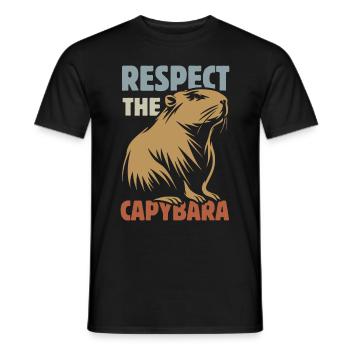 Vintage Respect The Capybara - Spruch - Männer T-Shirt - Schwarz - Vorne - AI Model Male 178 light (178cm)