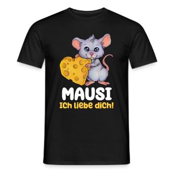 Mausi ich liebe dich Maus mit Käse Herz Geschenk - Männer T-Shirt - Schwarz - Vorne - AI Model Male 178 light (178cm)