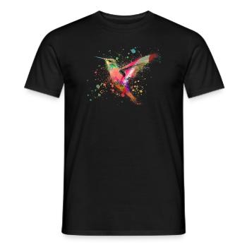 hummingbird, graffiti, painting, watercolor, bird, colorful - Men's T-Shirt - black - Front - AI Model Male 178 light (178cm)