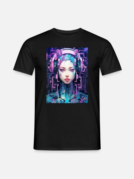 Anime Art | Cyborg Girl - Männer T-Shirt - Schwarz