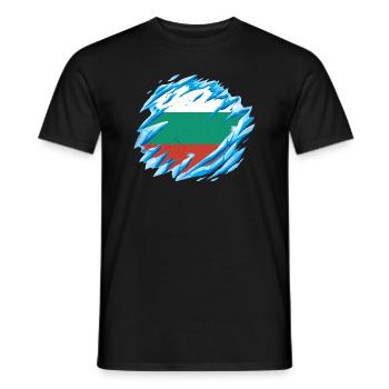 Drapeau de la Bulgarie Drapeau bulgare Sables d’or - T-shirt homme - noir - Devant - AI Model Male 178 light (178cm)