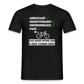 Achtung E-Bike Fahrer | Fahrrad, Sport, Bike - Männer T-Shirt - Schwarz - Vorne - AI Model Male 178 light (178cm)
