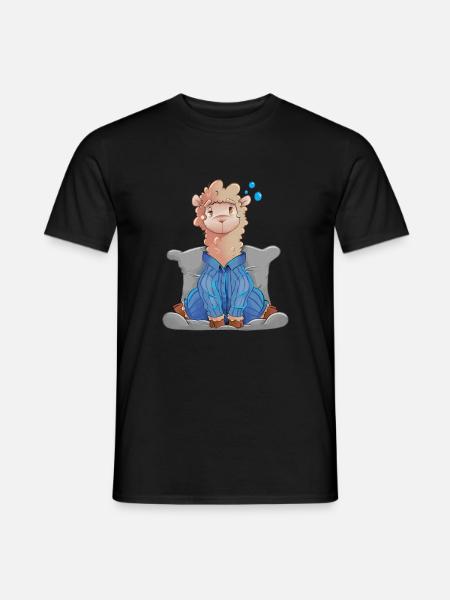 Super sleepy llama in pajamas - Men's T-Shirt - black