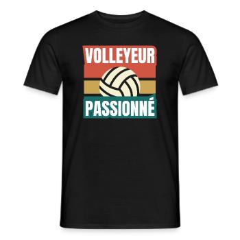 volleyeur passionné - T-shirt homme - noir - Devant - AI Model Male 178 light (178cm)