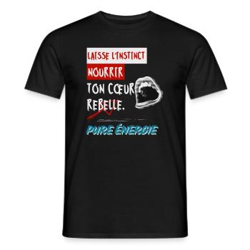 "Lass deinen Instinkt dein rebellisches Herz nähren. Rein - Männer T-Shirt - Schwarz - Vorne - AI Model Male 178 light (178cm)
