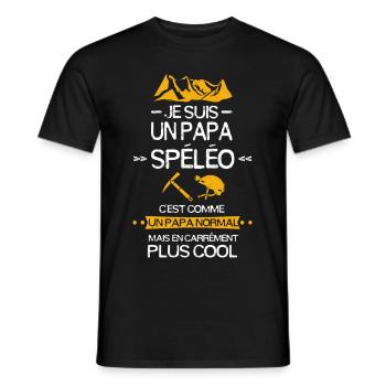 Papa Spéléo Spéléologie Cool - T-shirt homme - noir - Devant - AI Model Male 178 light (178cm)