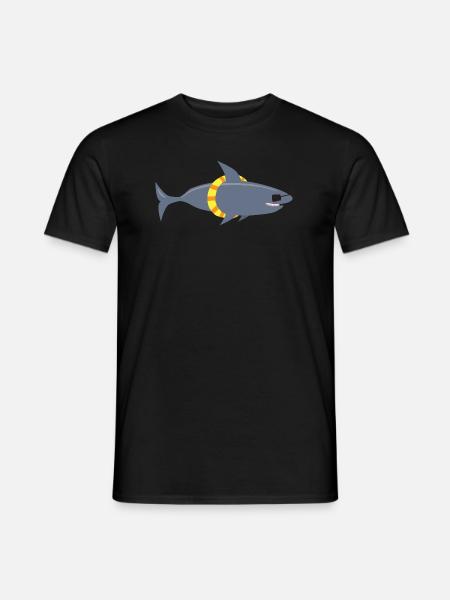 Lustiger Hai - Männer T-Shirt - Schwarz