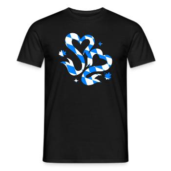Bavaria Flag Hearts Bavarian Flag Vintage Heart - Men's T-Shirt - black - Front - AI Model Male 178 light (178cm)