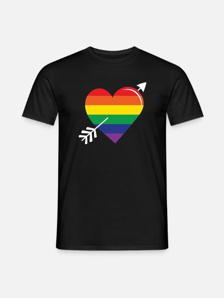 Arrow Rainbow Heart Pride - Men's T-Shirt - black