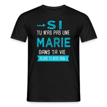 Marie Si tu n as pas une marie - T-shirt homme - noir - Devant - AI Model Male 178 light (178cm)