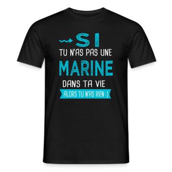 Marine Si tu n as pas une marine - T-shirt homme - noir - Devant - AI Model Male 178 light (178cm)