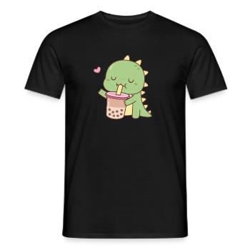Thé mignon Dino Love Boba - T-shirt homme - noir - Devant - AI Model Male 178 light (178cm)