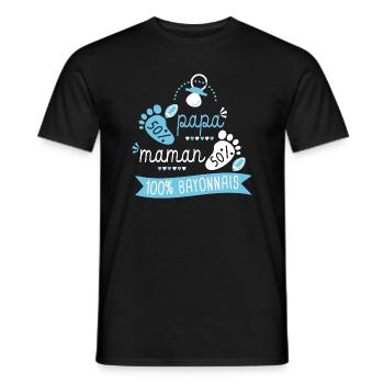Rugby bébé supporter Rugby Bayonne Bayonnais - T-shirt homme - noir - Devant - AI Model Male 178 light (178cm)