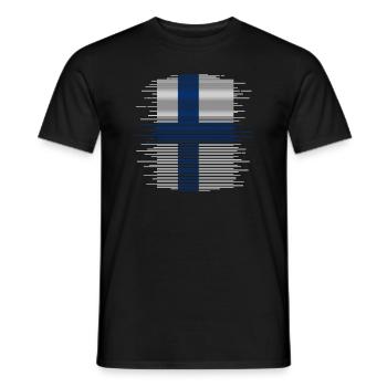 Drapeau de la Finlande Suomi Drapeau finlandais Look utilisé - T-shirt homme - noir - Devant - AI Model Male 178 light (178cm)
