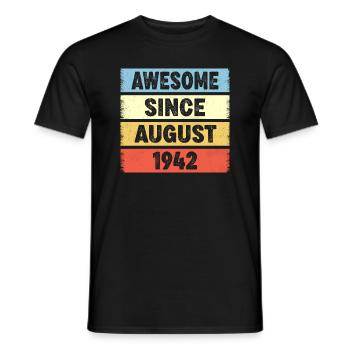 80 Years Old Awesome Since August 1942 80th - Men's T-Shirt - black - Front - AI Model Male 178 light (178cm)