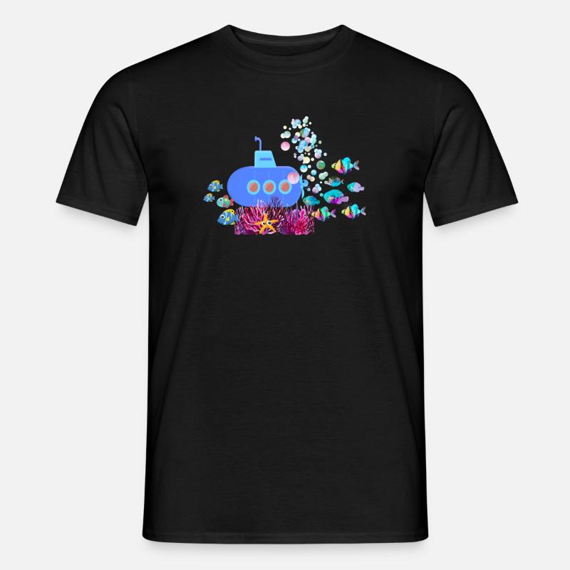 u-boot,boot,submarine,meer,fische,krebs,seestern - Männer T-Shirt - Schwarz