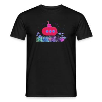 submarine,boat,submarine,sea,fish,crab,starfish - Men's T-Shirt - black - Front - AI Model Male 178 light (178cm)