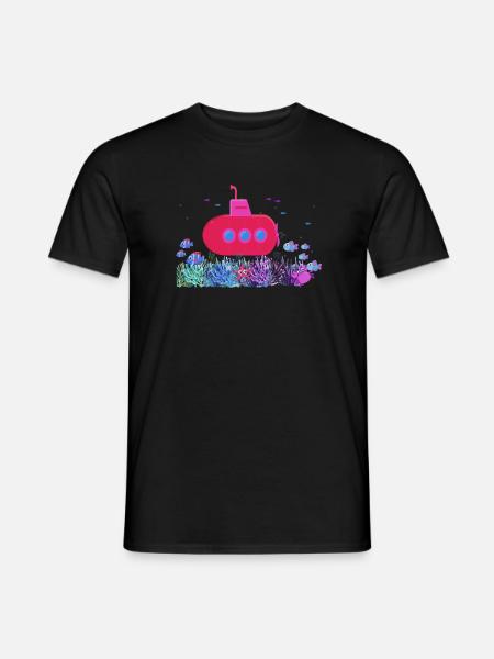 u-boot,boot,submarine,meer,fische,krebs,seestern - Männer T-Shirt - Schwarz