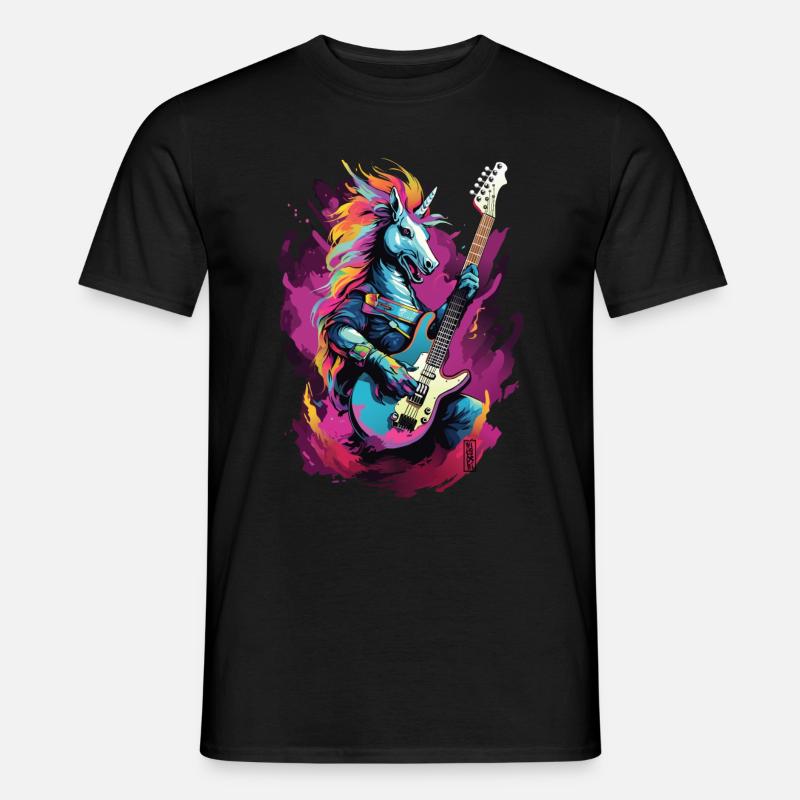 Rock Unicorn - Männer T-Shirt - Schwarz