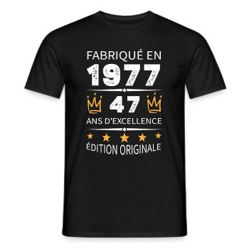 Baujahr 1977 Jahrgang 1977 47 Jahre Jubiläum - Männer T-Shirt - Schwarz - Vorne - AI Model Male 178 light (178cm)