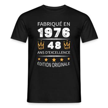 Baujahr 1976 Jahrgang 1976 48 Jahre Jubiläum - Männer T-Shirt - Schwarz - Vorne - AI Model Male 178 light (178cm)