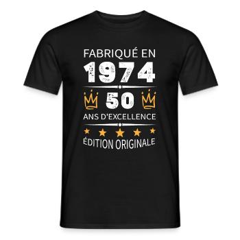 Made in 1974 Born in 1974 50 Years Anniversary - Men's T-Shirt - black - Front - AI Model Male 178 light (178cm)