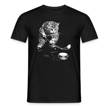 Funny Cat Hockey sur glace - T-shirt homme - noir - Devant - AI Model Male 178 light (178cm)
