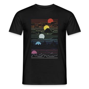 Plusieurs Sunrise Planet Geometric Retro - T-shirt homme - noir - Devant - AI Model Male 178 light (178cm)