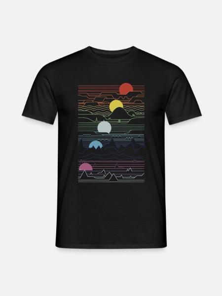 Multiple Sunrise Planet Geometric Retro - Men's T-Shirt - black