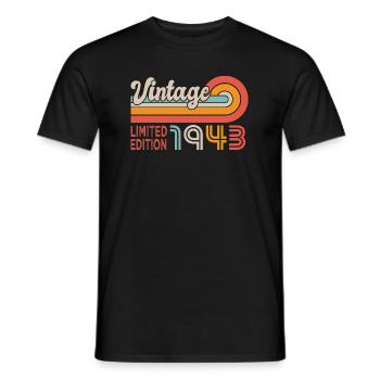 Birthday 80 years vintage anniversary 1943 - Men's T-Shirt - black - Front - AI Model Male 178 light (178cm)