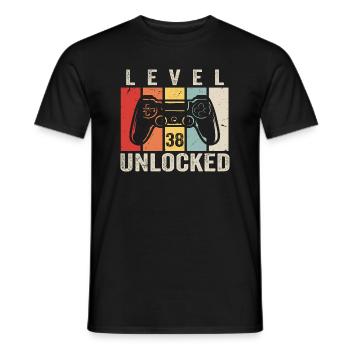 Niveau 38 Débloqué Cadeau d’anniversaire de 38 ans - T-shirt homme - noir - Devant - AI Model Male 178 light (178cm)