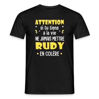 Rudy humour prénom rudy tshirt personnalisé - T-shirt homme - noir - Devant - AI Model Male 178 light (178cm)