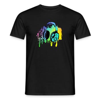 Colorful DJ headphones - Men's T-Shirt - black - Front - AI Model Male 178 light (178cm)