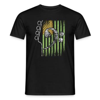 Drapeau américain avec guitare et basse clef - T-shirt homme - noir - Devant - AI Model Male 178 light (178cm)