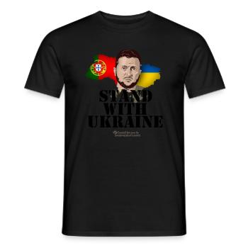 Ukraine Portugal Supporter t-shirt design - Men's T-Shirt - black - Front - AI Model Male 178 light (178cm)