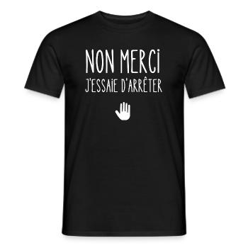 non merci j'essaie d'arrêter - T-shirt homme - noir - Devant - AI Model Male 178 light (178cm)