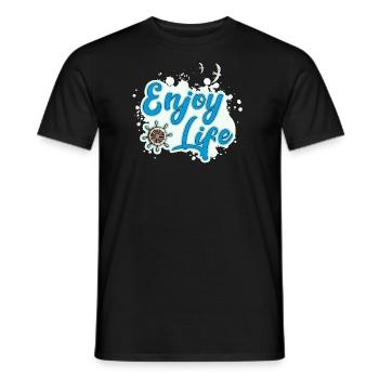 Enjoy Life - maritimer Style mit Möwe und Ruder - Männer T-Shirt - Schwarz - Vorne - AI Model Male 178 light (178cm)