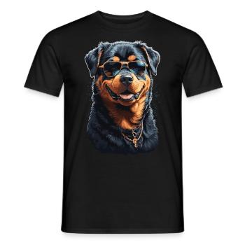 Aesthetically cool Rottweiler dog with sunglasses - Men's T-Shirt - black - Front - AI Model Male 178 light (178cm)