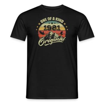 1981 Anniversaire vintage 1981 rétro né en 1981 - T-shirt homme - noir - Devant - AI Model Male 178 light (178cm)