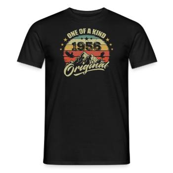1956 Anniversaire vintage 1956 rétro né en 1956 - T-shirt homme - noir - Devant - AI Model Male 178 light (178cm)