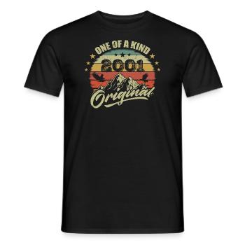 2001 Anniversaire vintage 2001 rétro né en 2001 - T-shirt homme - noir - Devant - AI Model Male 178 light (178cm)