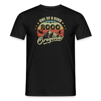 2000 Anniversaire vintage 2000 rétro né en 2000 - T-shirt homme - noir - Devant - AI Model Male 178 light (178cm)