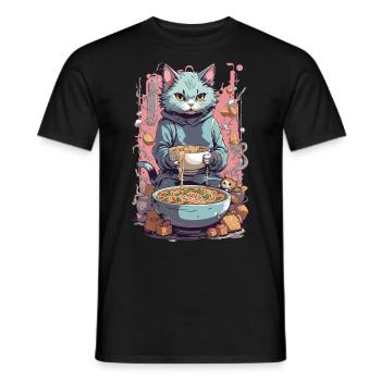 Chat Chef Ramen Japon Nourriture Les chats adorent - T-shirt homme - noir - Devant - AI Model Male 178 light (178cm)
