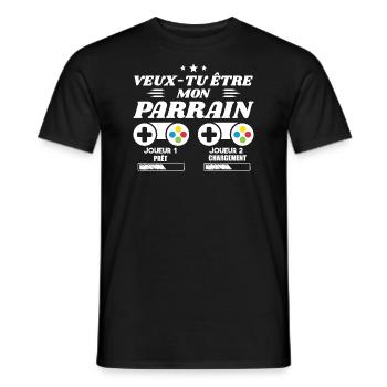 Willst du mein Pate sein? Gamer-Patenanfrage - Männer T-Shirt - Schwarz - Vorne - AI Model Male 178 light (178cm)
